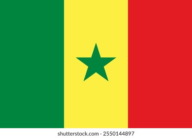 Senegal flag in official colors, dimensions and aspect ratio. Vector flag symbolizing national pride, identity, heritage, patriotism and authority