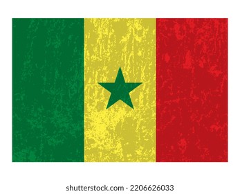 Bandera del Senegal, colores oficiales y proporción. Ilustración vectorial.