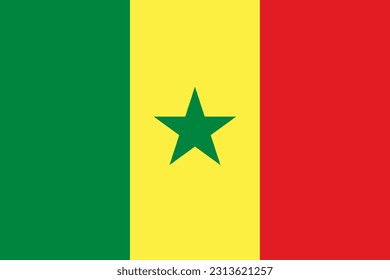 Bandera del Senegal, colores oficiales y proporción. Ilustración vectorial.