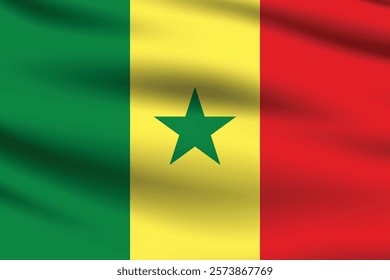 Senegal flag official colors and proportion digital vector illustration. Pleated flag.