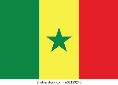Senegal flag, official colors and proportion correctly. National Senegal flag. Vector illustration. EPS10.