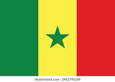 Senegal flag official  isolated on white background. vector illustration. 