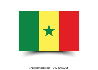 Senegal flag. Flag of Senegal. The official ratio. Flag icon. Standard color. Standard size. A rectangular flag. Computer illustration. Digital illustration. Vector illustration.