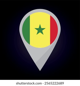 Senegal Flag on Location Pin. vector illustration