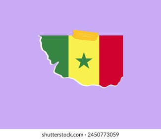 Textura de papel de la bandera de Senegal, elemento de una sola pieza, diseño de Vector, bandera de Senegal pegada en la pared, decoración o idea de celebración