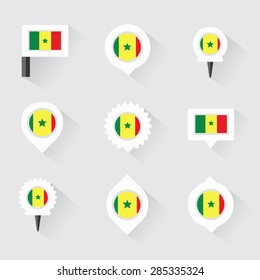 senegal flag and pins for infographic, and map design