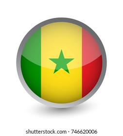 Senegal Flag Round Glossy Icon. Vector illustration.