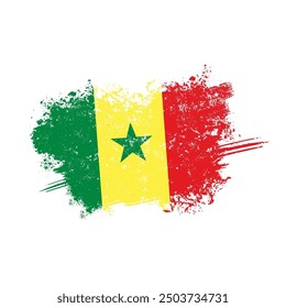 senegal flag, senegalese flag with grunge effect - vector illustration