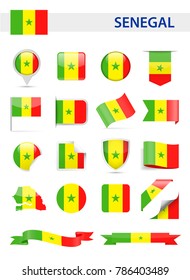 Senegal Flag Set - Vector Illustration