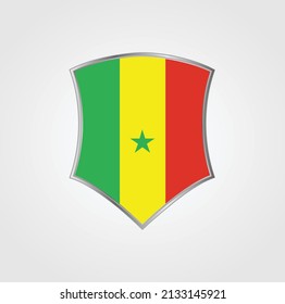 Senegal-Flagge mit Schildrahmen. Nationalflagge