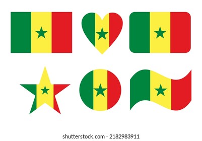 Bandera del Senegal en seis formas de ilustración vectorial