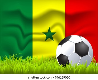 Senegal flag and soccer ball