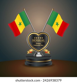 Senegal flag in a stand on table. Vector Illustration