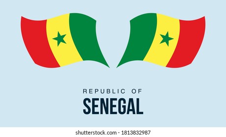 Senegal flag state symbol isolated on background national banner. Greeting card National Independence Day of the Republic of Senegal. Illustration banner with realistic state flag.