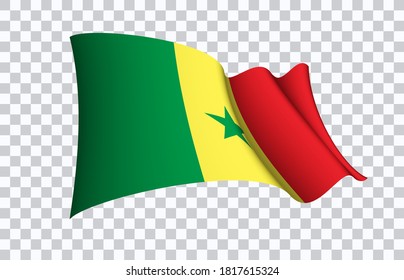 Senegal flag state symbol isolated on background national banner. Greeting card National Independence Day of the Republic of Senegal. Illustration banner with realistic state flag.