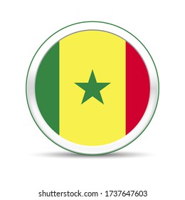 Senegal flag vector in button design. Eps 10 vector illustration.