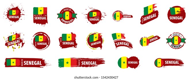Senegal flag, vector illustration on a white background