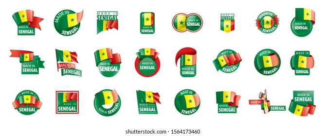 Senegal flag, vector illustration on a white background