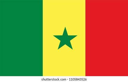 Senegal Flag, Vector image and icon