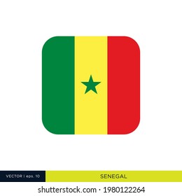 Senegal Flag Vector Stock Illustration Design Template. Rounded Square Shape.