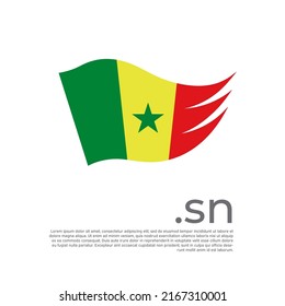 Senegal flag. Vector stylized design senegalese national poster on a white background. Flag painted with abstract brush strokes with sg domain, place for text. State patriotic banner of senegal, cover