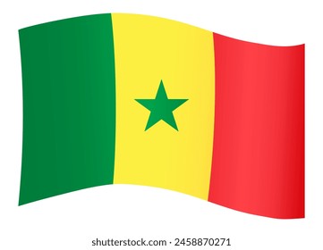 Senegal flag wave isolated on png or transparent background vector illustration.