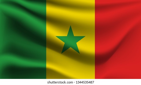 Senegal flag waving with the wind, 3D illustration