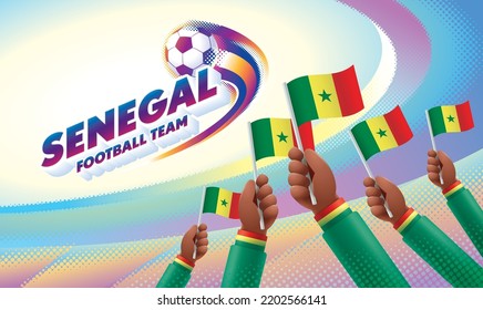 Senegal Football Team Celebration with National Flag of Senegal