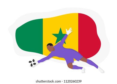 Senegal football team goalkeeper 2018 championship vector illustration soccer