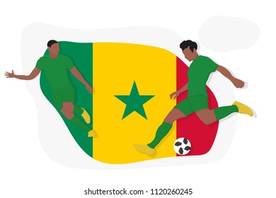 Senegal football team player kicking dribbling 2018 championship vector illustration soccer