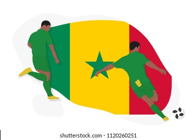 Senegal football team player kicking dribbling 2018 championship vector illustration soccer