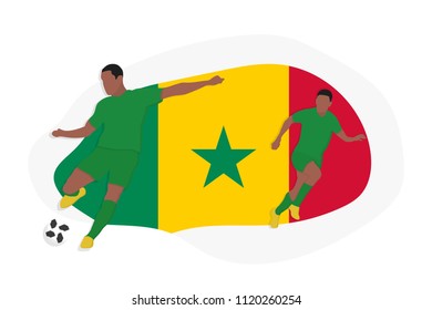 Senegal football team player kicking dribbling 2018 championship vector illustration soccer