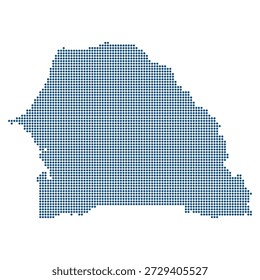 Senegal e Gâmbia: Mapa vetorial pontilhado azul para a integração digital da África Ocidental