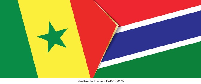 Senegal and Gambia flags, two vector flags symbol of relationship or confrontation.
