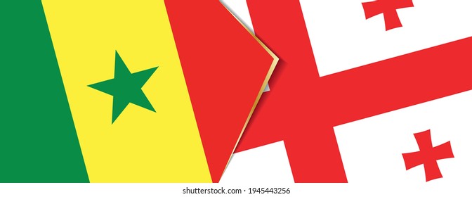Senegal and Georgia flags, two vector flags symbol of relationship or confrontation.