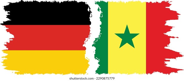Conexión de banderas de grifo Senegal y Alemania, vector