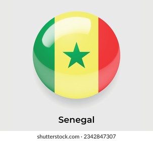 Senegal lustroso bandera nacional burbuja forma redonda icono ilustración vectorial vidrio