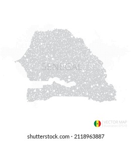 Senegal grey map isolated on white background with abstract mesh line and point scales. Vector illustration eps 10
