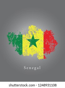 Senegal grunge old state flag