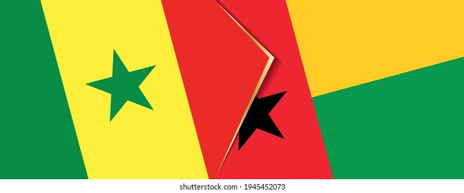Senegal and Guinea-Bissau flags, two vector flags symbol of relationship or confrontation.
