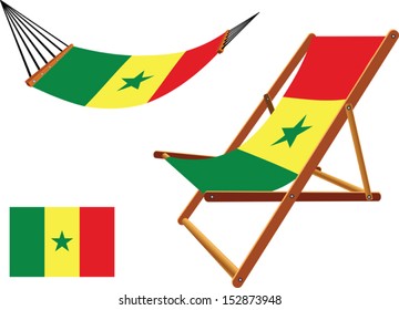 senegal hammock and deck chair set against white background, abstract vector art illustration