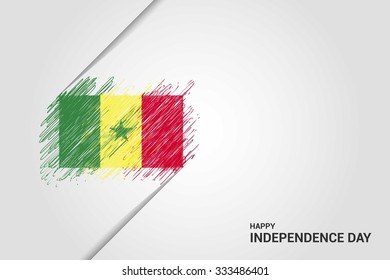 Senegal Happy independence day scribble flag. Hand drawn Country flag on Gray crumbled paper. vintage background wallpaper vector illustration.