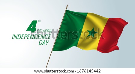 Senegal happy independence day vector banner, greeting card. Senegalese wavy flag in nonstandard design for 4th of April national holiday