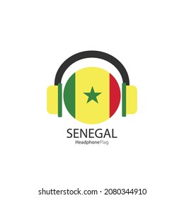 Senegal headphone flag vector on white background.