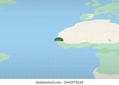 Senegal auf einer detaillierten Karte hervorgehoben, geografische Lage des Senegal. Vektorgrafik.