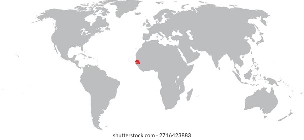 Senegal destacado en el diseño del Vector del mapa mundial