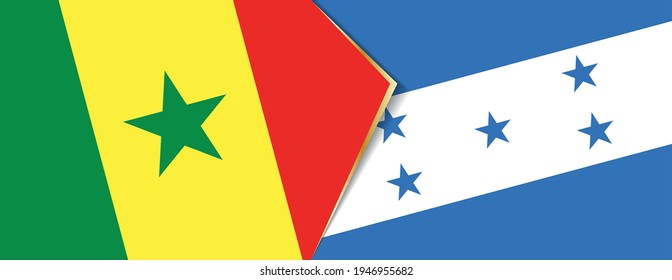 Senegal and Honduras flags, two vector flags symbol of relationship or confrontation.