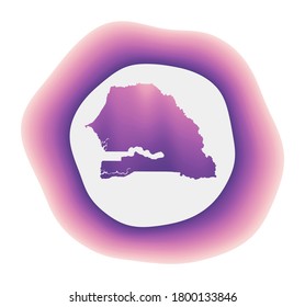 Senegal icon. Colorful gradient logo of the country. Purple and red Senegal rounded sign with map for your design. Vector illustration.