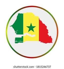 Senegal icon. Shape of the country with Senegal flag. Round sign with flag colors gradient ring. Attractive vector illustration.