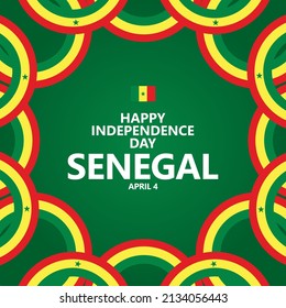 Senegal independence day celebration vector template with circular ribbon flags. Suitable for social media post.